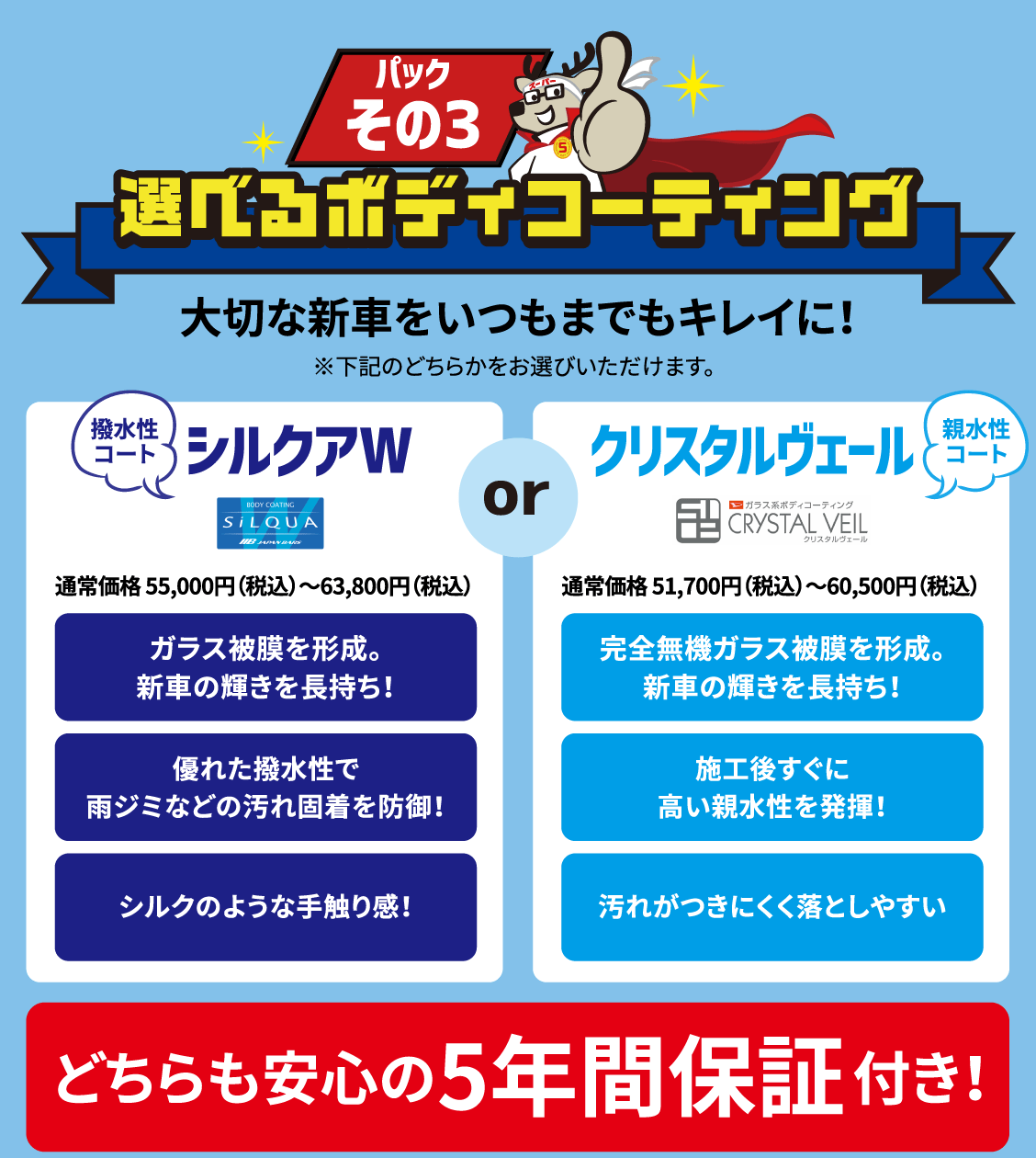 パックその3 選べるボディコーティング